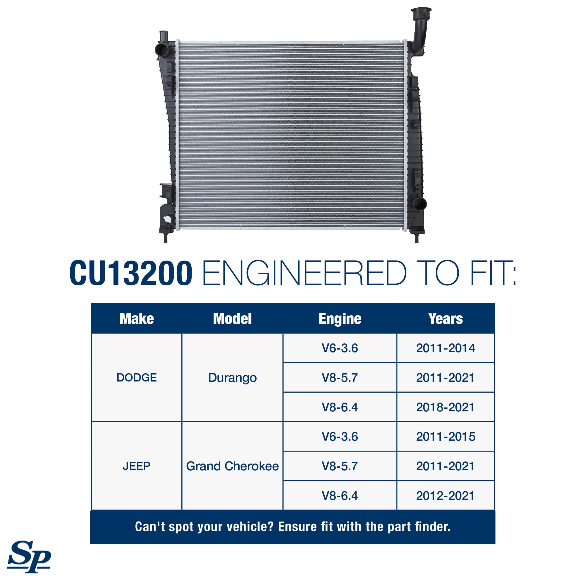 Spectra Premium CU13200 Radiator - Compatible with Jeep Grand Cherokee & Dodge Durango - High-Performance Cooling for Off-Road & Daily Driving