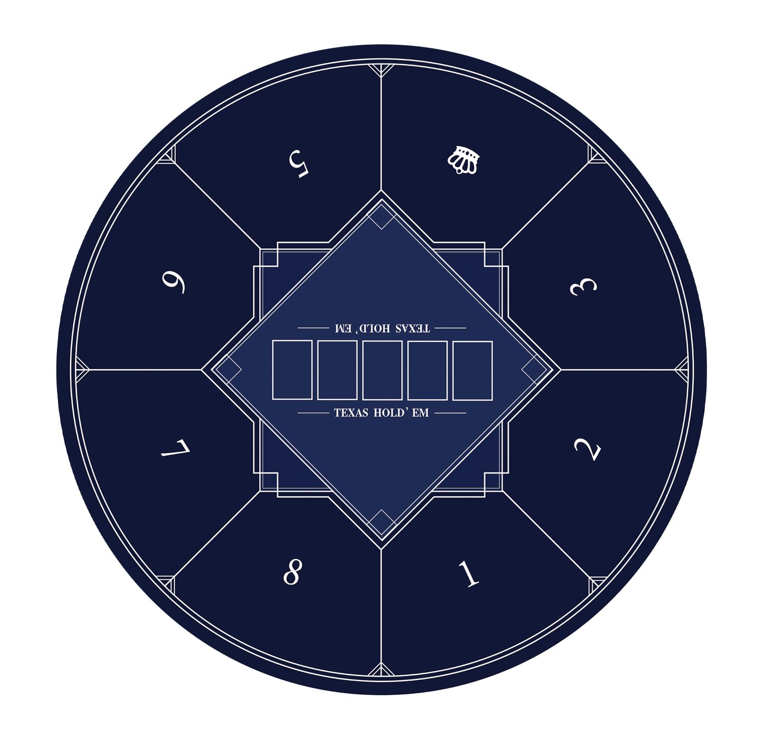 Nuveti 24/31/47/55/63 Inch Round Poker Table Mat for Texas Holdem - Portable Casino Game Mat with Art Deco Design for 6-8 Players | Perfect for Poker Nights, Blackjack, Card Games & Casino-Themed Parties at Home or Events