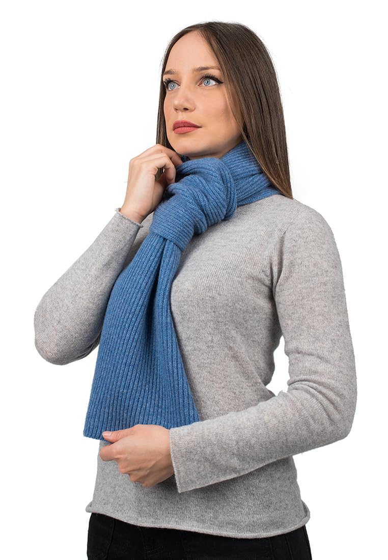 Dalle Piane 100% Cashmere Ribbed Scarf for Women & Men - Luxury Italian-Made Winter Accessory - Perfect for Cold Weather, Travel & Gift Giving