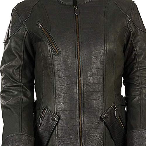 Milwaukee Leather MLL2560 Women's Black 3/4 Length Gator Embossed Leather Jacket - Stylish & Durable Motorcycle Jacket for Riding & Outdoor Adventures