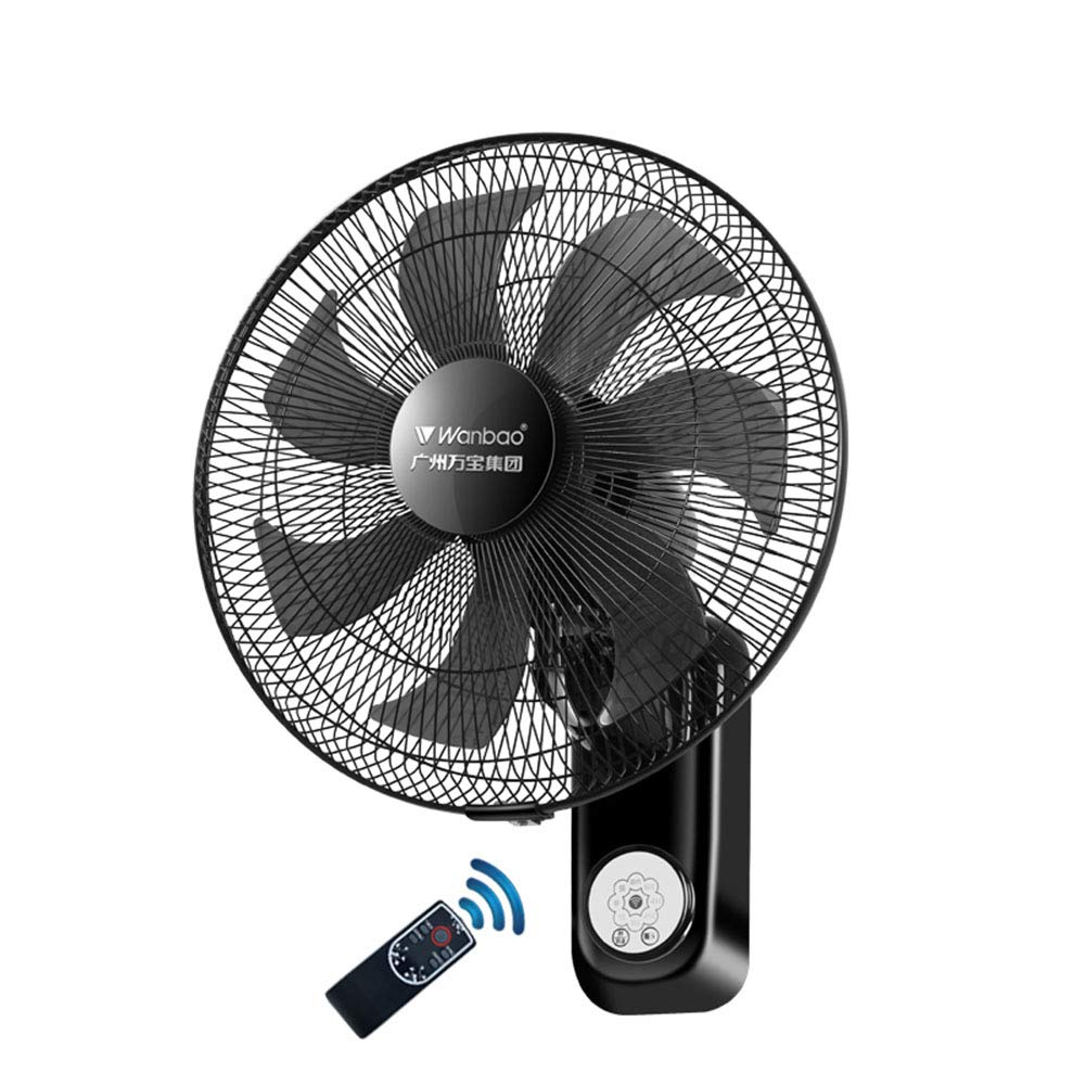 Oscillating Wall Fan with Remote Control - Quiet, Energy Efficient Black Electric Fan for Home & Office - Easy to Clean & Removable Grills - Perfect for Bedroom, Living Room & Workspace