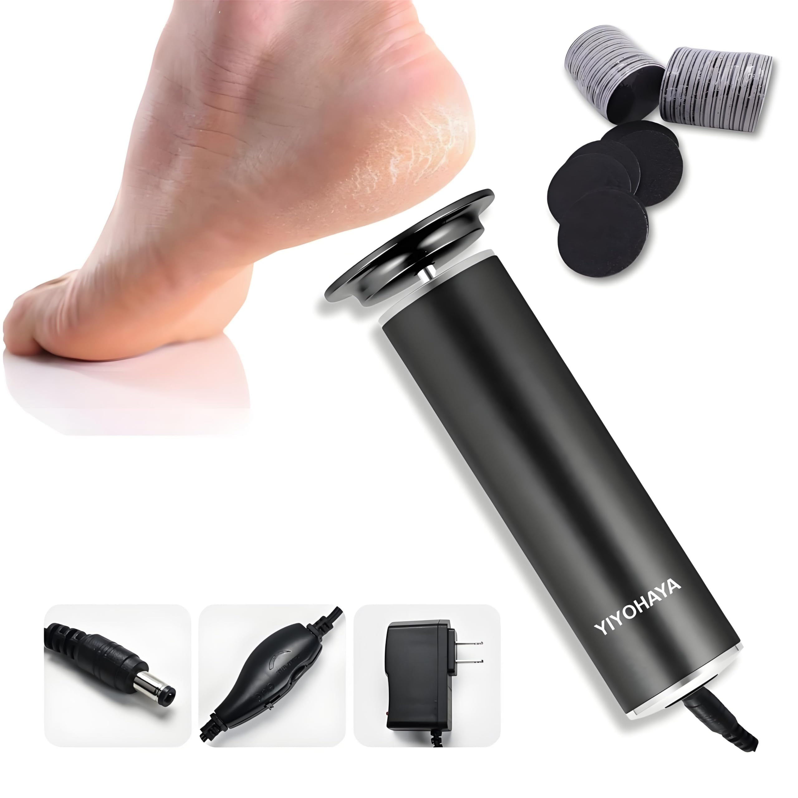 Electric Callus Remover for Feet - Professional Foot File Grinder with Speed Control & 60 Replacement Sanding Discs - Pedicure Tool for Dead Skin, Dry Cracked Heels & Calluses Removal - Perfect for Home Spa, Salon & DIY Foot Care (Men & Women)