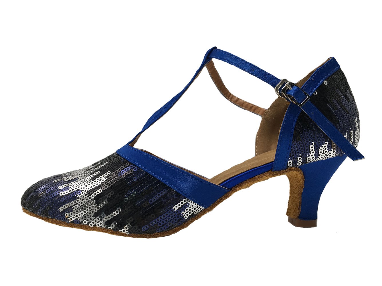 Honeystore Women's Latin Dance Shoes - T-Strap Glitter Mary Jane Closed Toe for Salsa, Ballroom & Performance | Comfortable & Stylish Dance Footwear