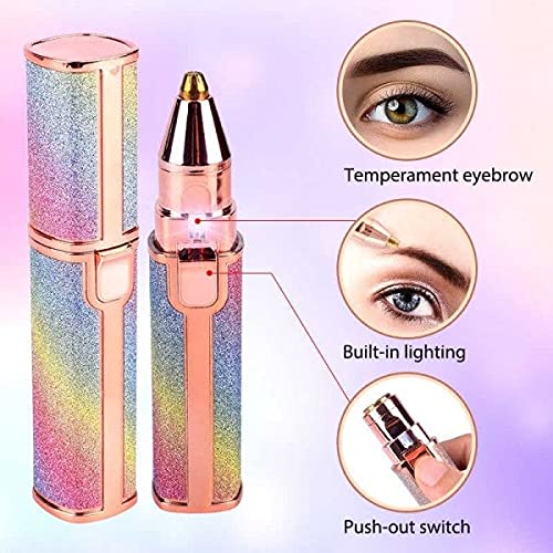 MACVL5 Rechargeable Facial Hair Remover for Women - 2-in-1 Eyebrow Trimmer & Face Shaver | Painless Hair Removal Device for Eyebrows, Peach Fuzz, Lips & Arms with LED Light | Perfect for Home Use, Travel & Quick Grooming