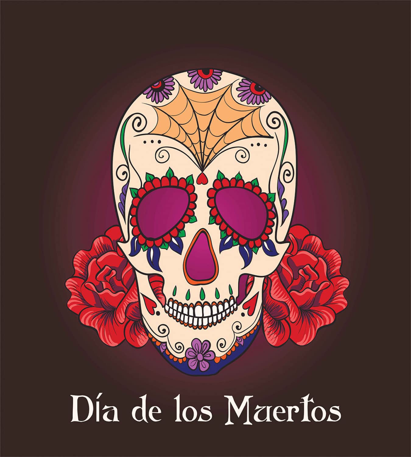 Ambesonne Day of The Dead Duvet Cover Set - Dia de Los Muertos Spanish Skull Skeleton Print Bedding - 2 Twin Size Duvet Covers & 2 Pillowcases (Plum Red Cream) - Perfect for Halloween Decor, Mexican Themed Bedroom & Cultural Home Decor