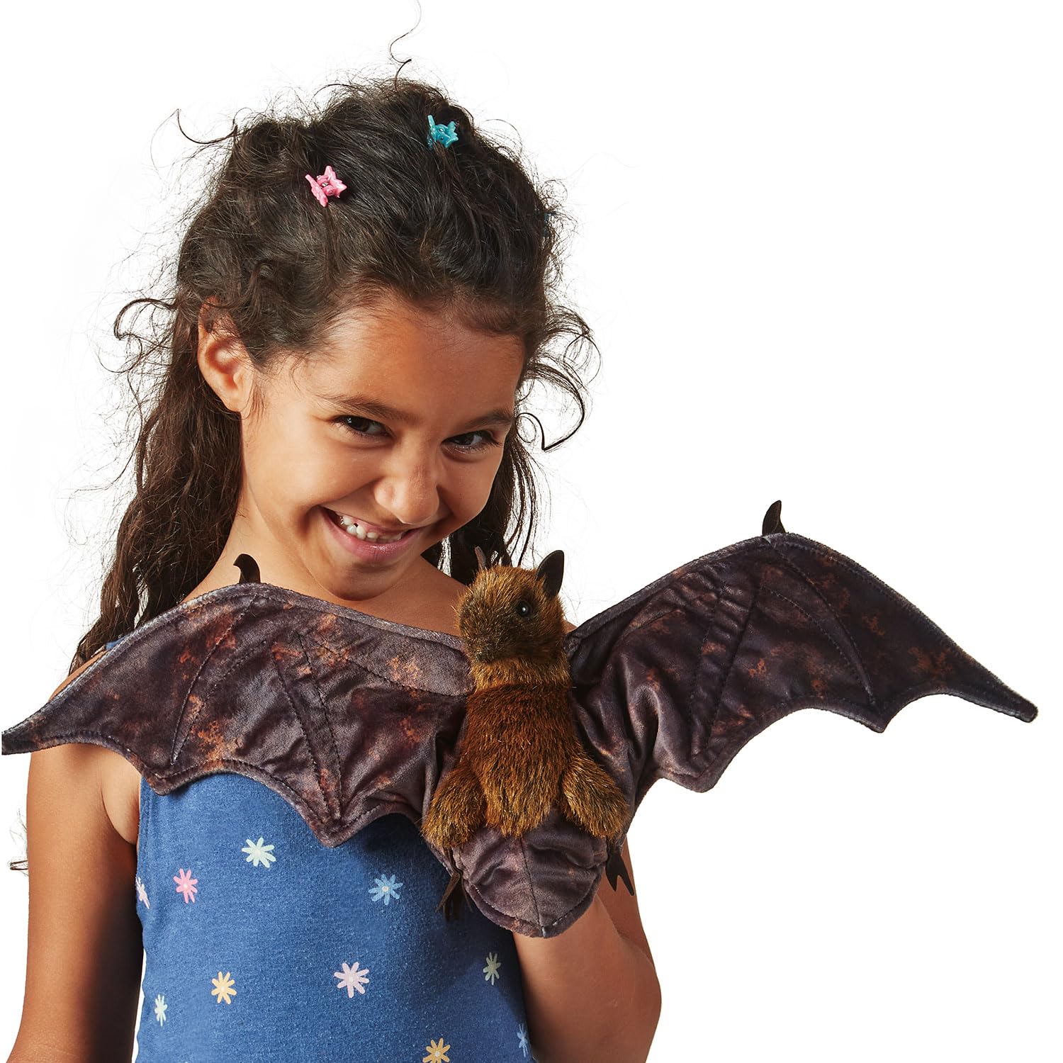 Folkmanis Brown & Black Fruit Bat Hand Puppet - Realistic Stuffed Animal Toy for Storytelling, Education & Playtime - Perfect for Kids, Teachers & Puppet Shows