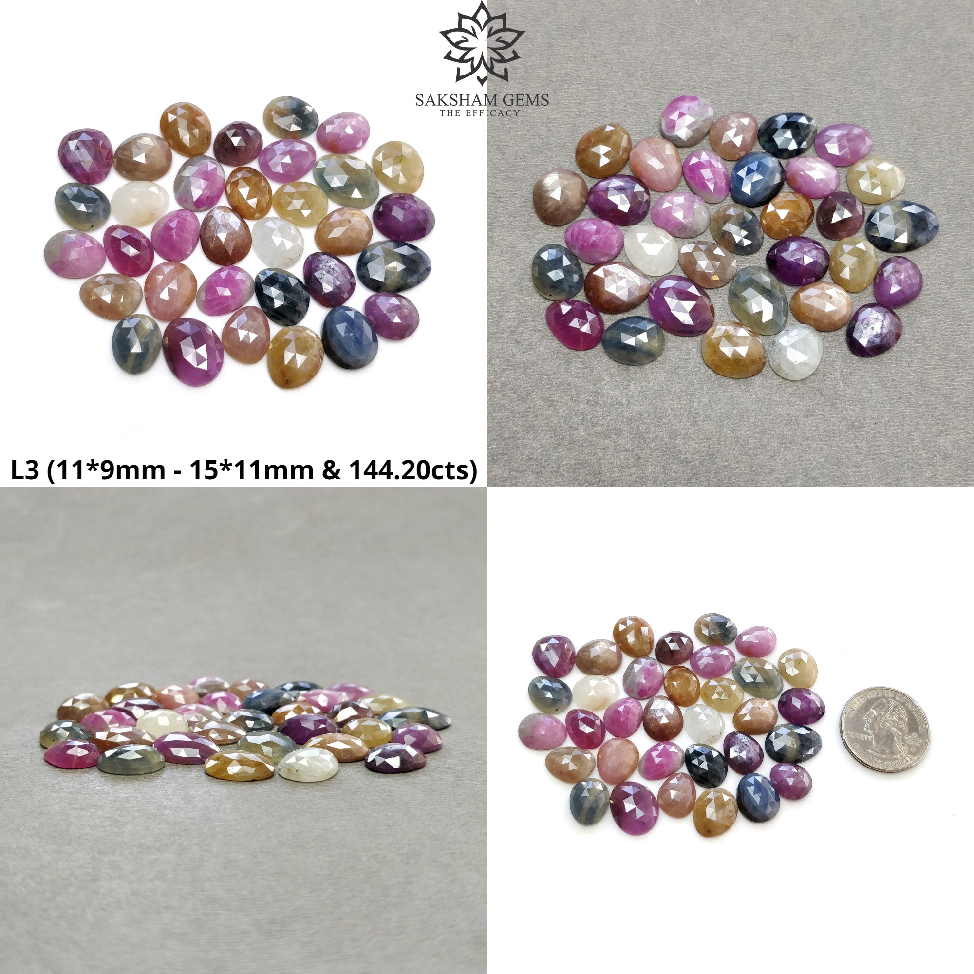 Natural Untreated Multi-Color Sapphire Gemstone Lot - Rose Cut Egg Shape for Jewelry Making, Engagement Rings & Healing Crystals | Wholesale Bulk Collection for DIY Crafting & Spiritual Use