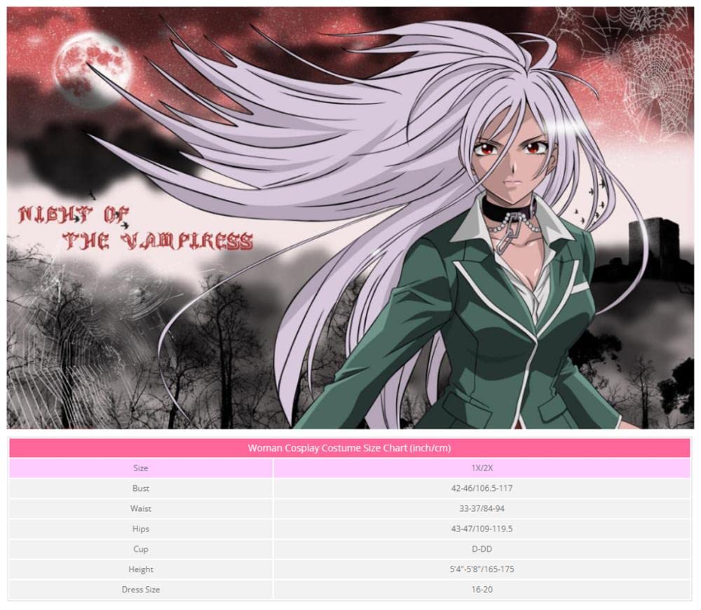 Anime Rosario to Vampire Moka Akashiya Cosplay Costume for Women - Green Loose Fit Plus Size Halloween Christmas Party Outfit | Perfect for Cosplay Events, Anime Conventions, and Themed Parties