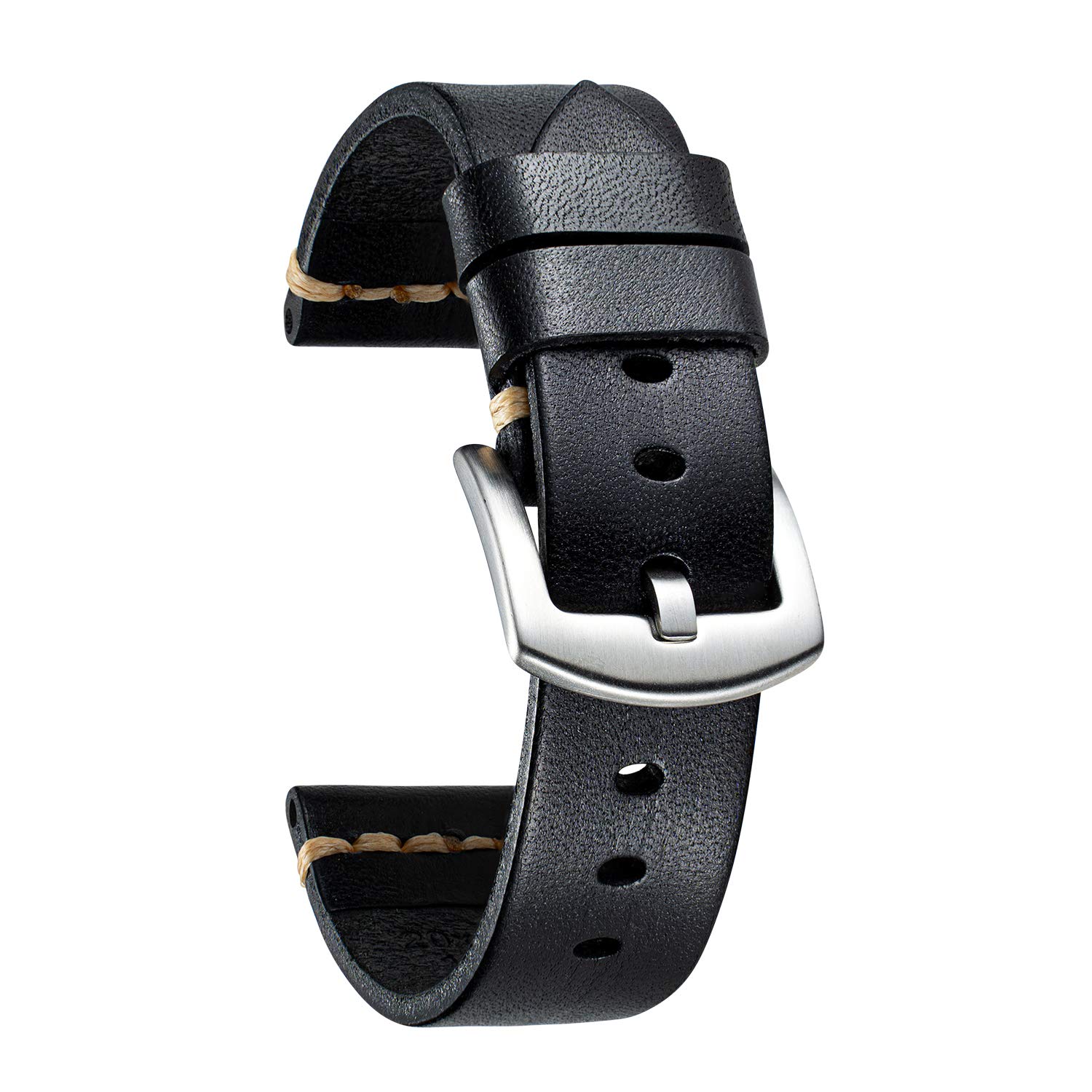 Premium Leather Watch Band 18/20/22/24mm - Compatible with Samsung, Huawei & Garmin Smartwatches - Soft Tanned Leather Strap for Men & Women - Perfect for Business, Casual & Outdoor Activities