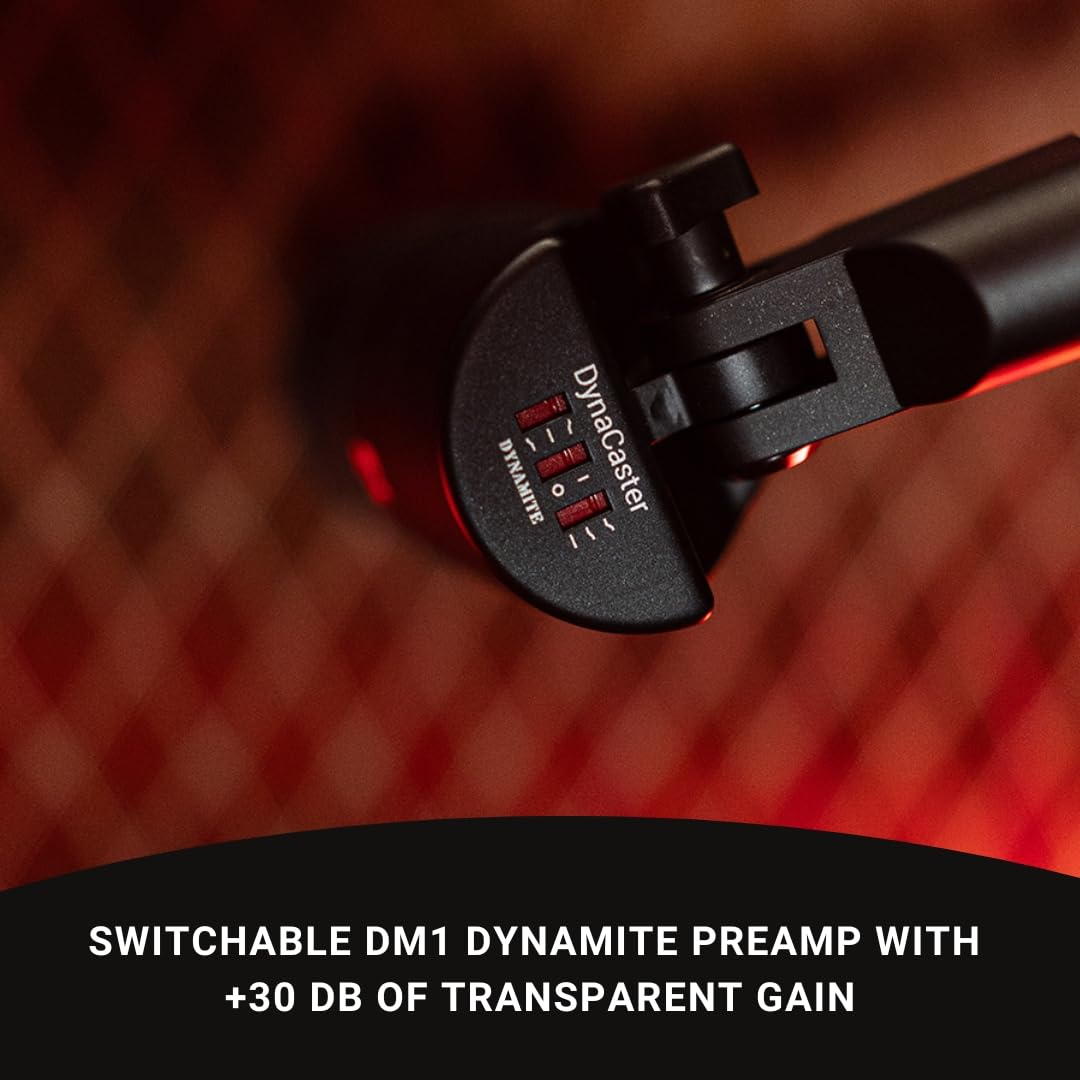 SE ELECTRONICS Dynacaster Professional Dynamic Broadcast Microphone with Built-in Dynamite Preamp - Ideal for Podcasting, Voice Overs, and Studio Recording