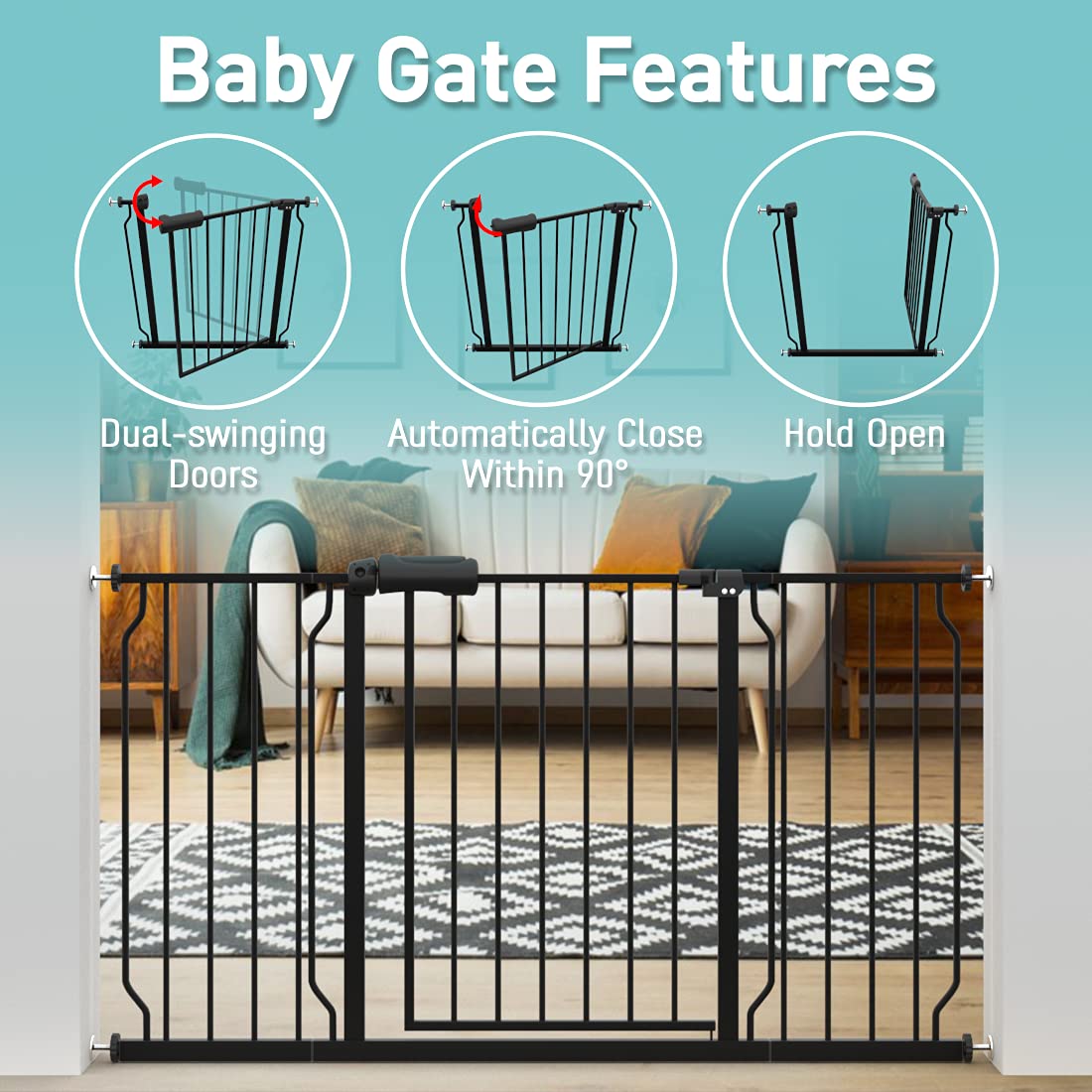 WAOWAO Extra Wide Baby Gate 52.76-57.48