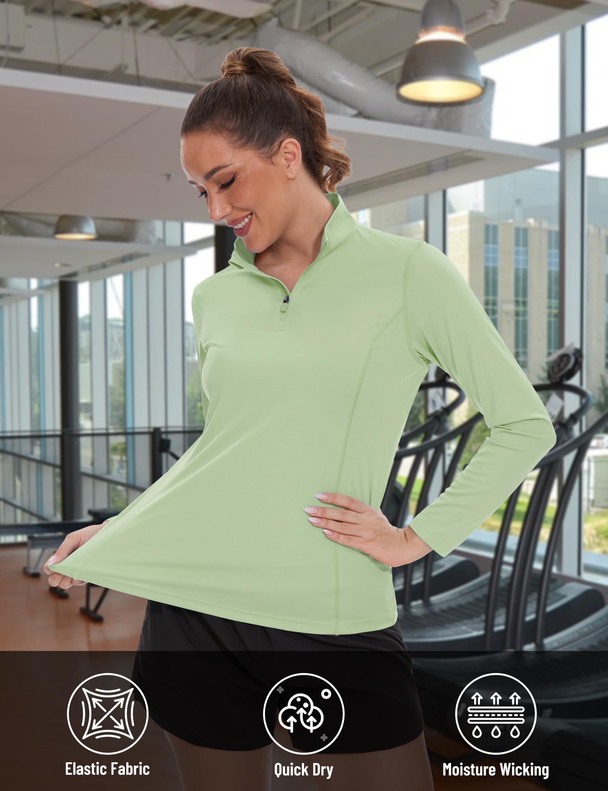 TACVASEN Women's UPF 50+ UV Protection Quarter Zip Pullover Long Sleeve Shirt - Golf, Hiking, Workout & Outdoor Activewear Top for Sun Protection