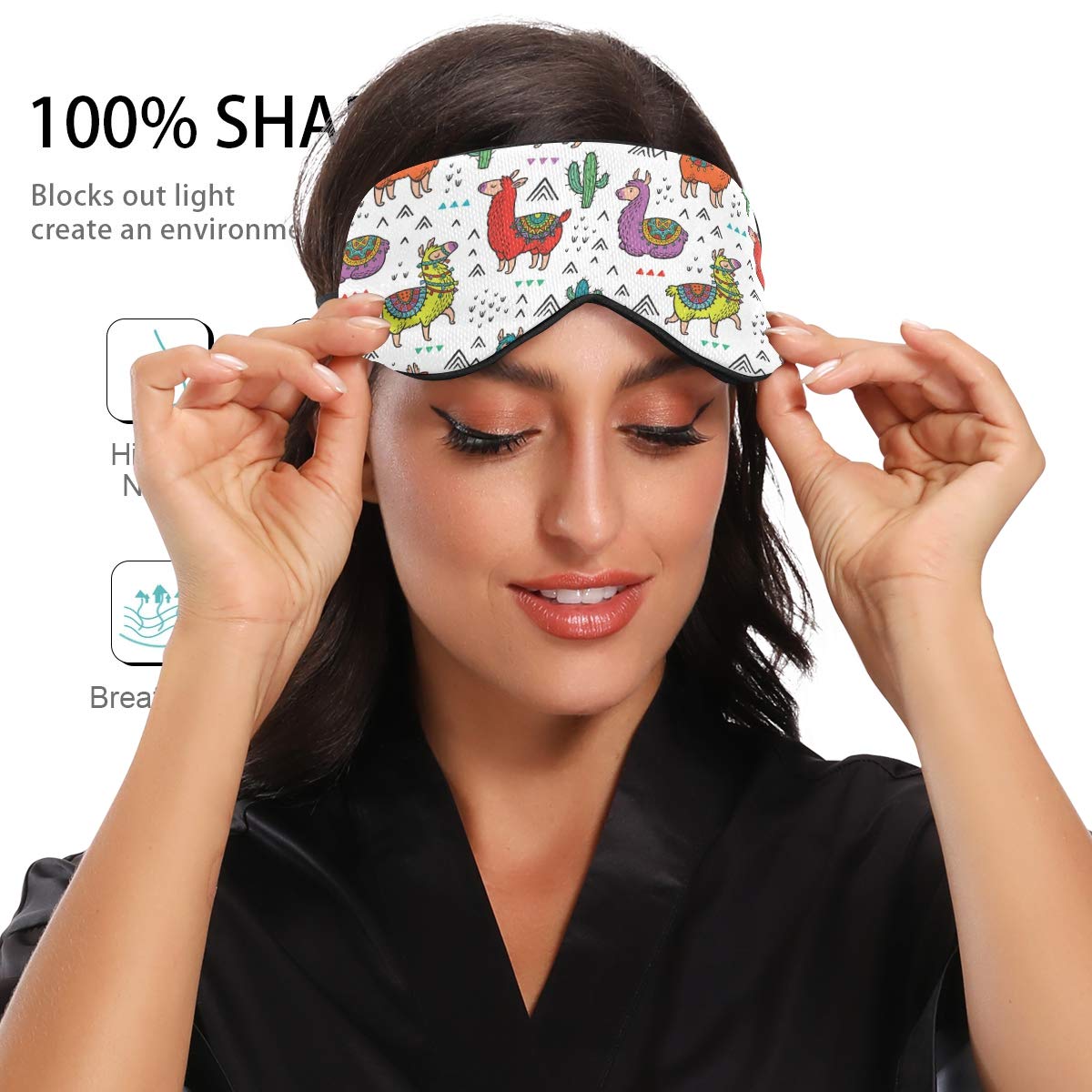Funny Llama Cactus Sleep Mask for Women & Men - Blackout Cooling Eye Mask for Better Sleep