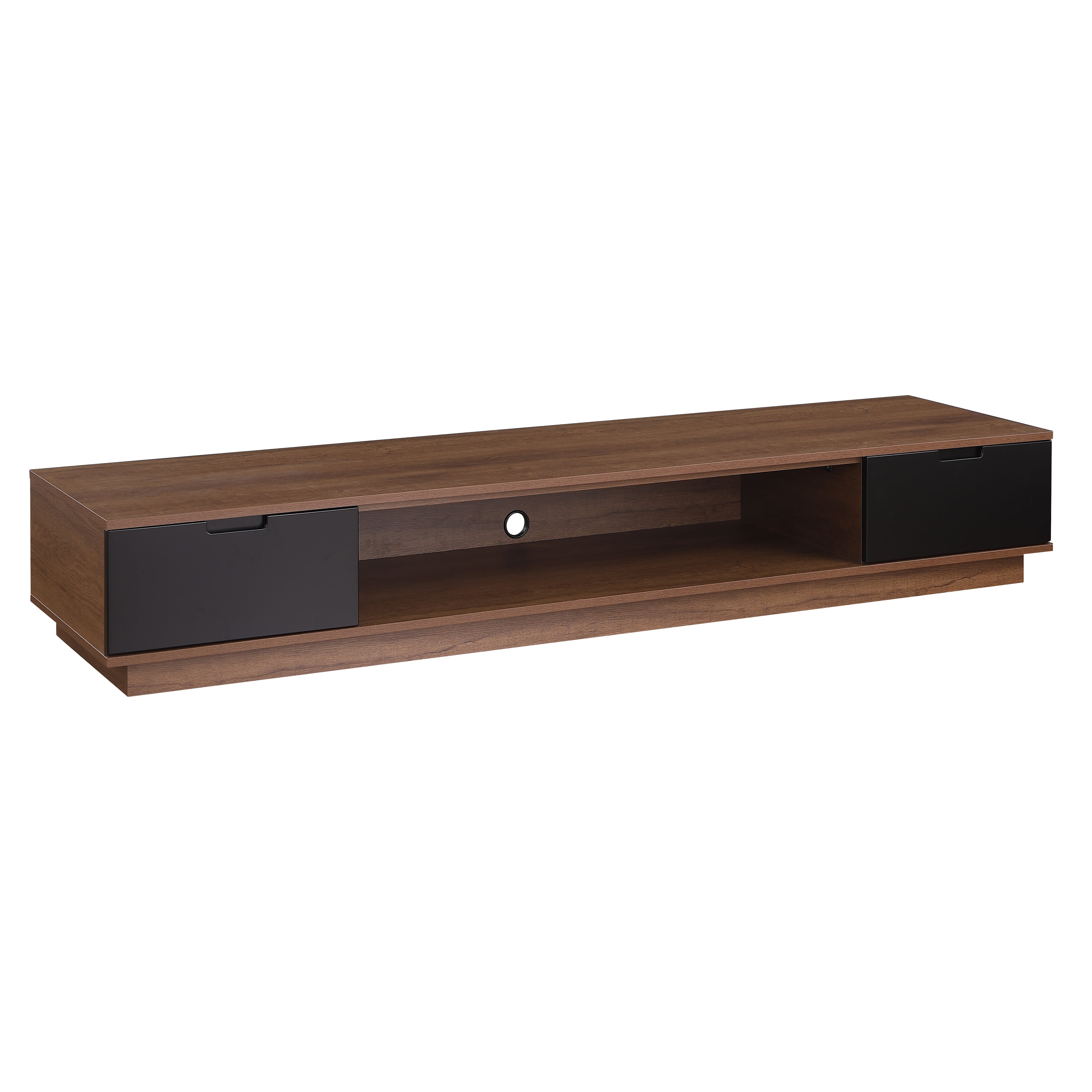 Taurs Dark Oak Rio Entertainment Center - 2200mm Low Line TV Cabinet & Media Storage Unit for Living Room, Home Theater, and Gaming Setup