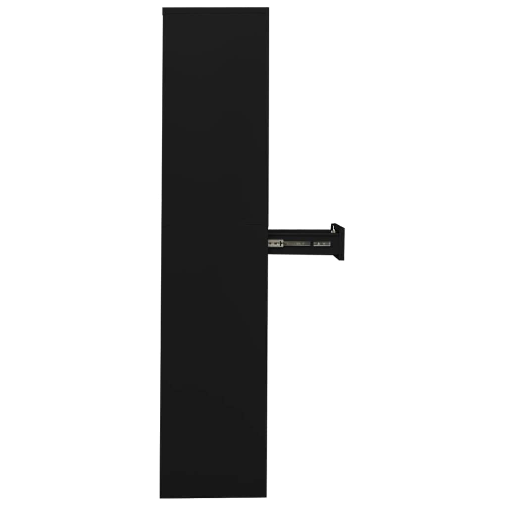 Modern Black Metal Storage Cabinet with Glass Doors - 35.4