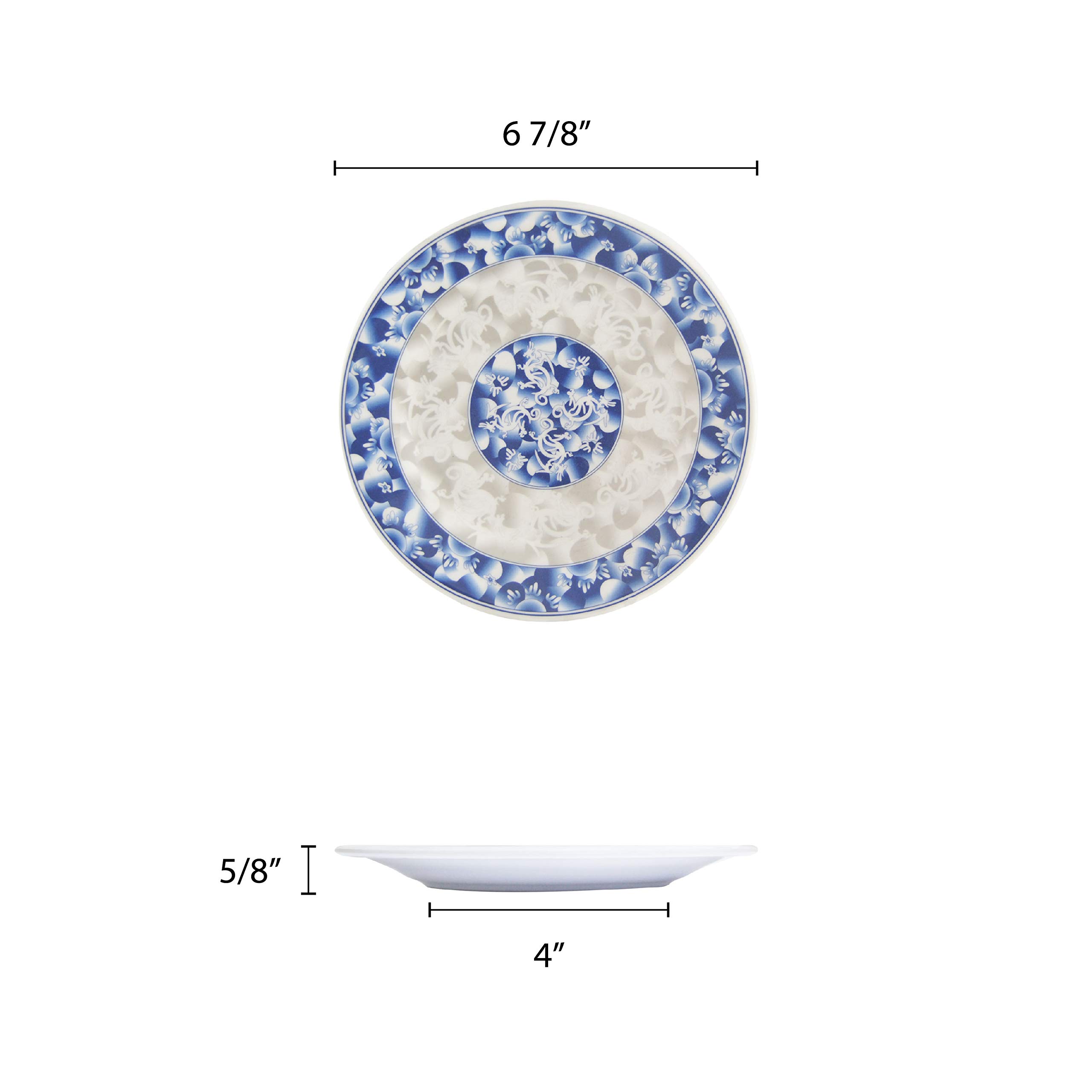 Thunder Group Blue Dragon Melamine Dinnerware Set - 6 7/8 Inch Plates (12-Pack) | Durable & Stylish Dishware for Restaurants, Outdoor Dining, and Party Serving