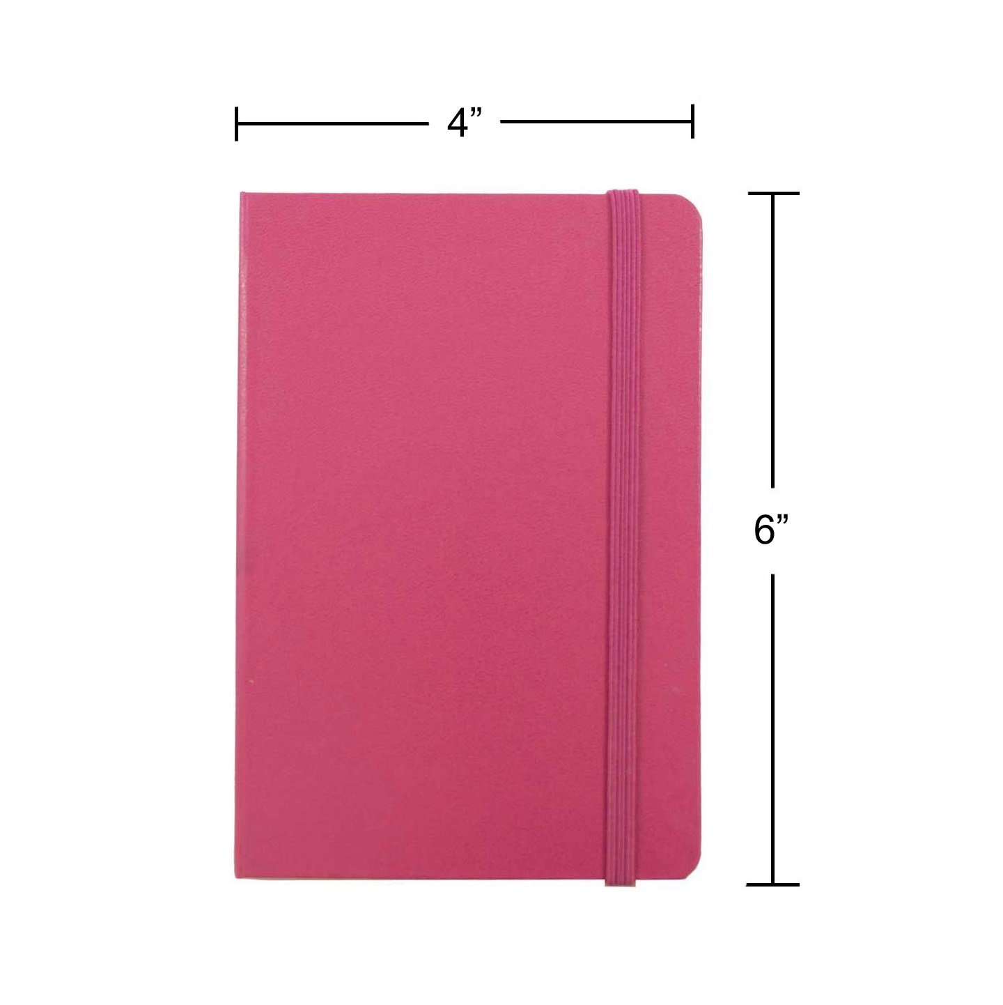 Premium JAM PAPER Hardcover Notebook with Elastic Band - 4x6 Travel Journal, 70 Lined Pages - Pink Berry - Perfect for Writing, Sketching & Note Taking - Ideal for Travel, School & Office Use