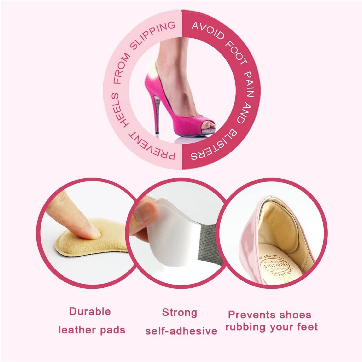 Lify Self-Adhesive Heel Grip Liners - Cushioned Shoe Insoles & Foot Protector Pads (Beige) | Prevents Blisters & Slipping for Heels, Loafers & Dress Shoes
