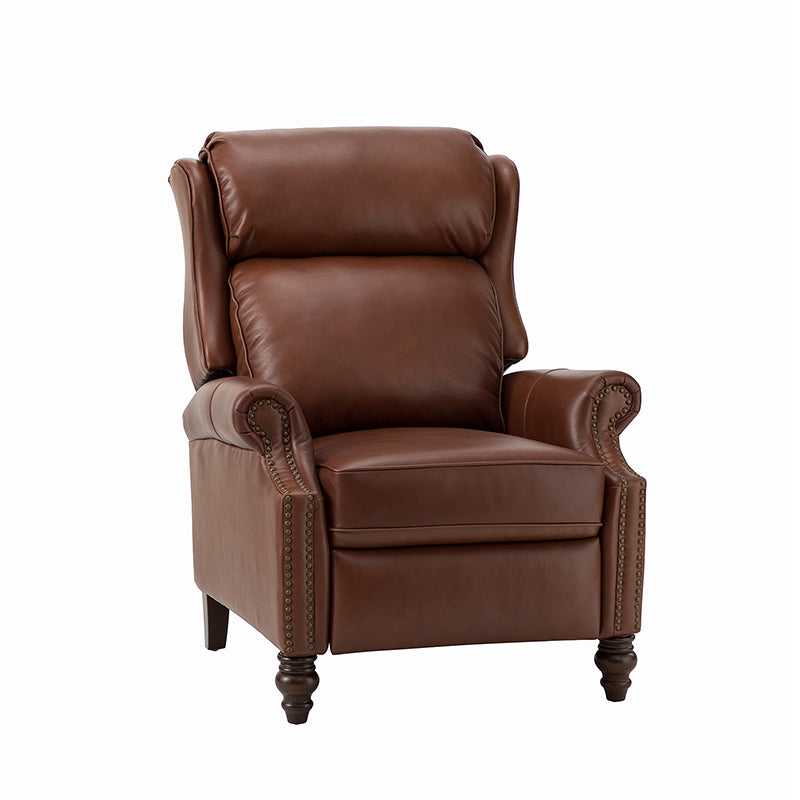 Lucina Genuine Leather Manual Recliner Chair - Handcrafted Premium Leather Living Room Furniture for Relaxation & Comfort - Perfect for Home Theater, Reading Nook, and Office Lounge