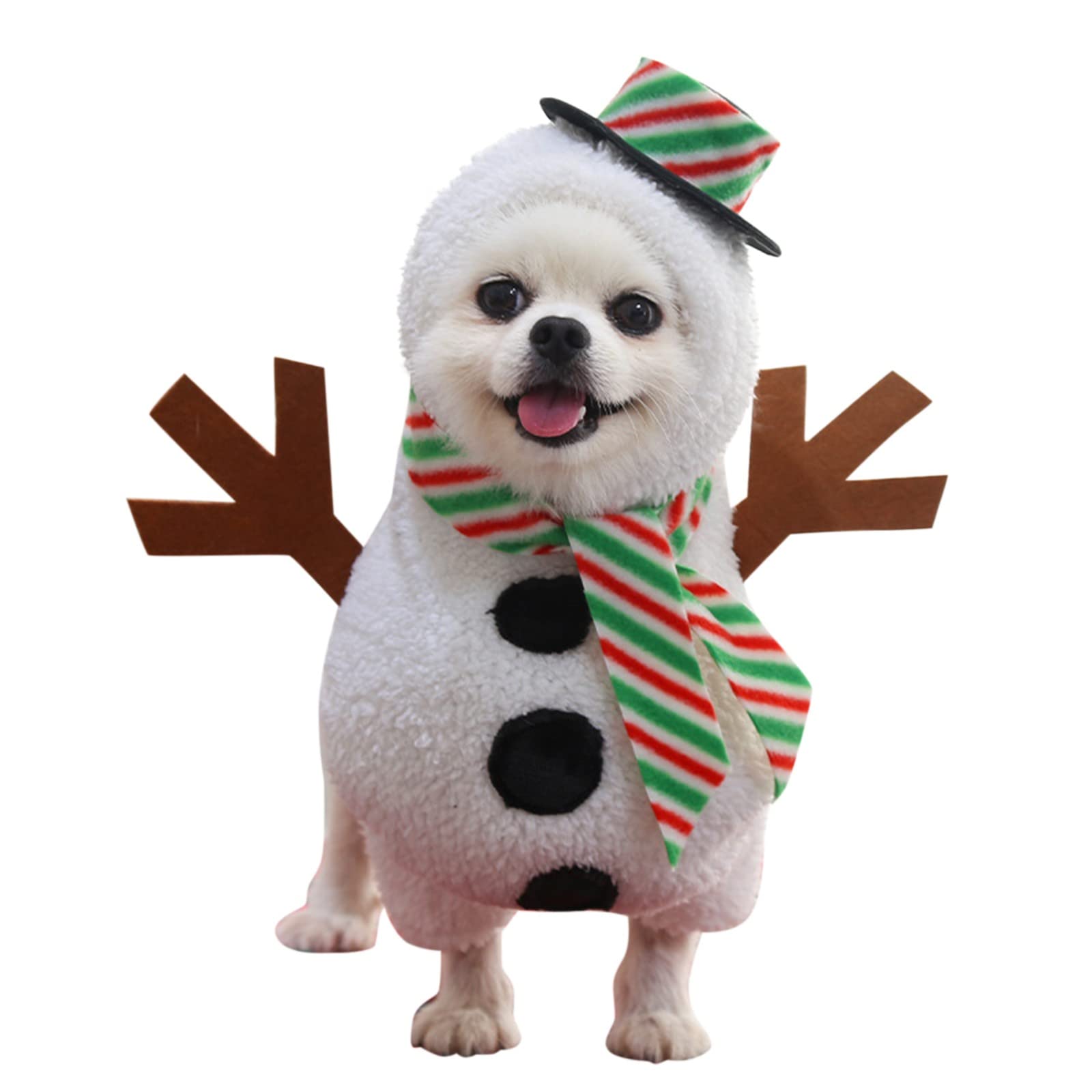 Funny Snowman Pet Costume for Small Dogs & Cats - Cute Halloween & Christmas Dog Clothes, Warm Doggie Vest for Winter Walking