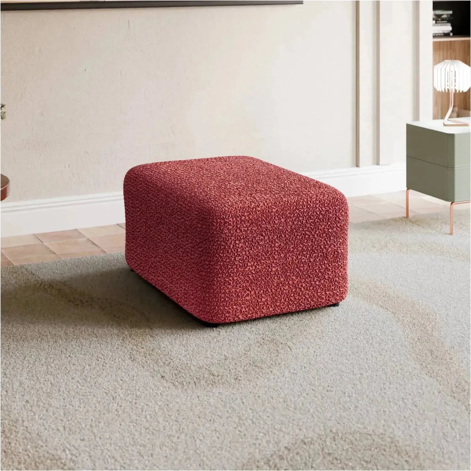 Ottoman Slipcover Medium - Mille Righe Collection - Stretchable Furniture Cover for Living Room, Bedroom & Office Decor