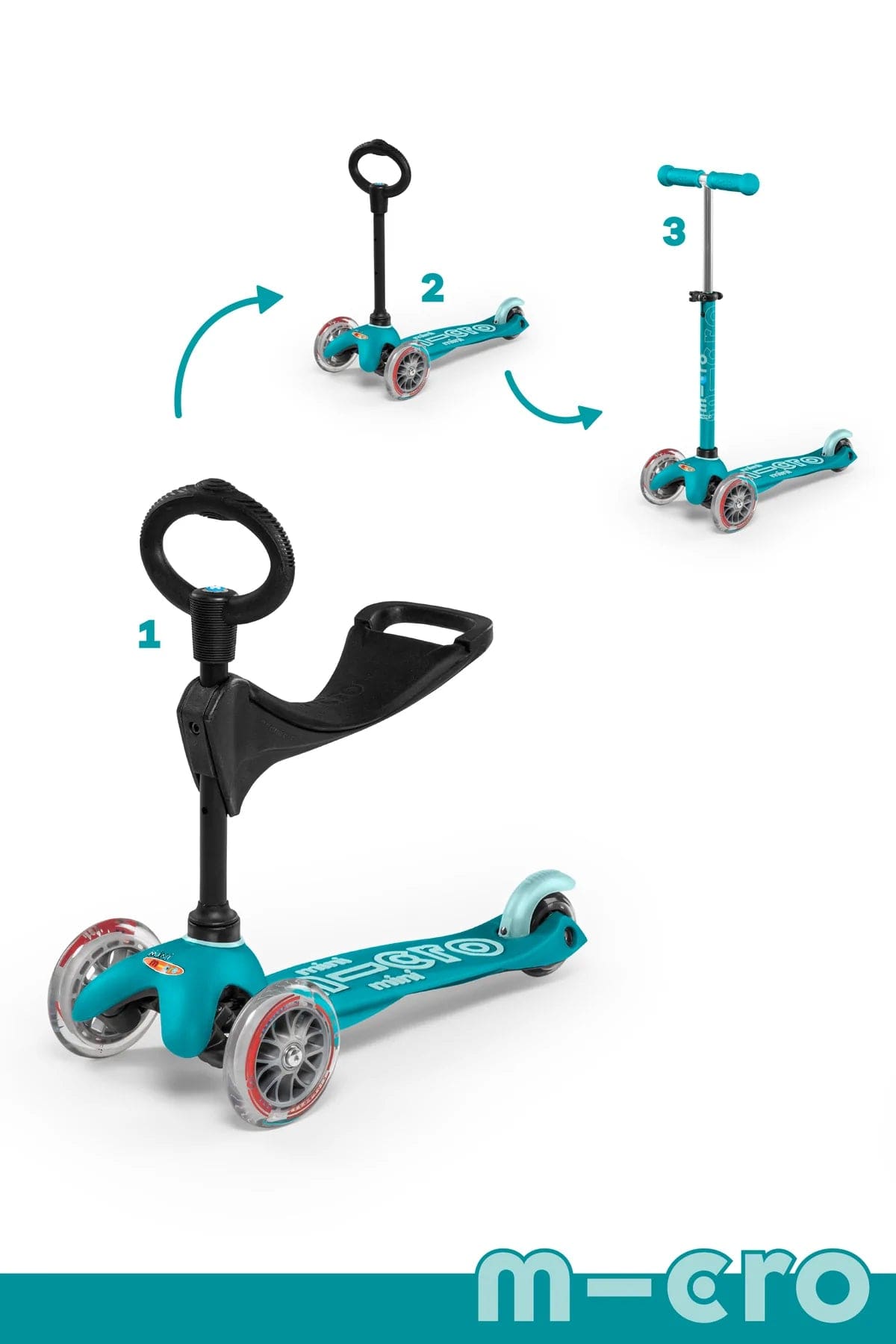 Micro Kickboard Mini 3-in-1 Deluxe Scooter for Kids - Adjustable Height, Lightweight & Foldable - Perfect for Toddler Learning, Outdoor Play & Commuting to School