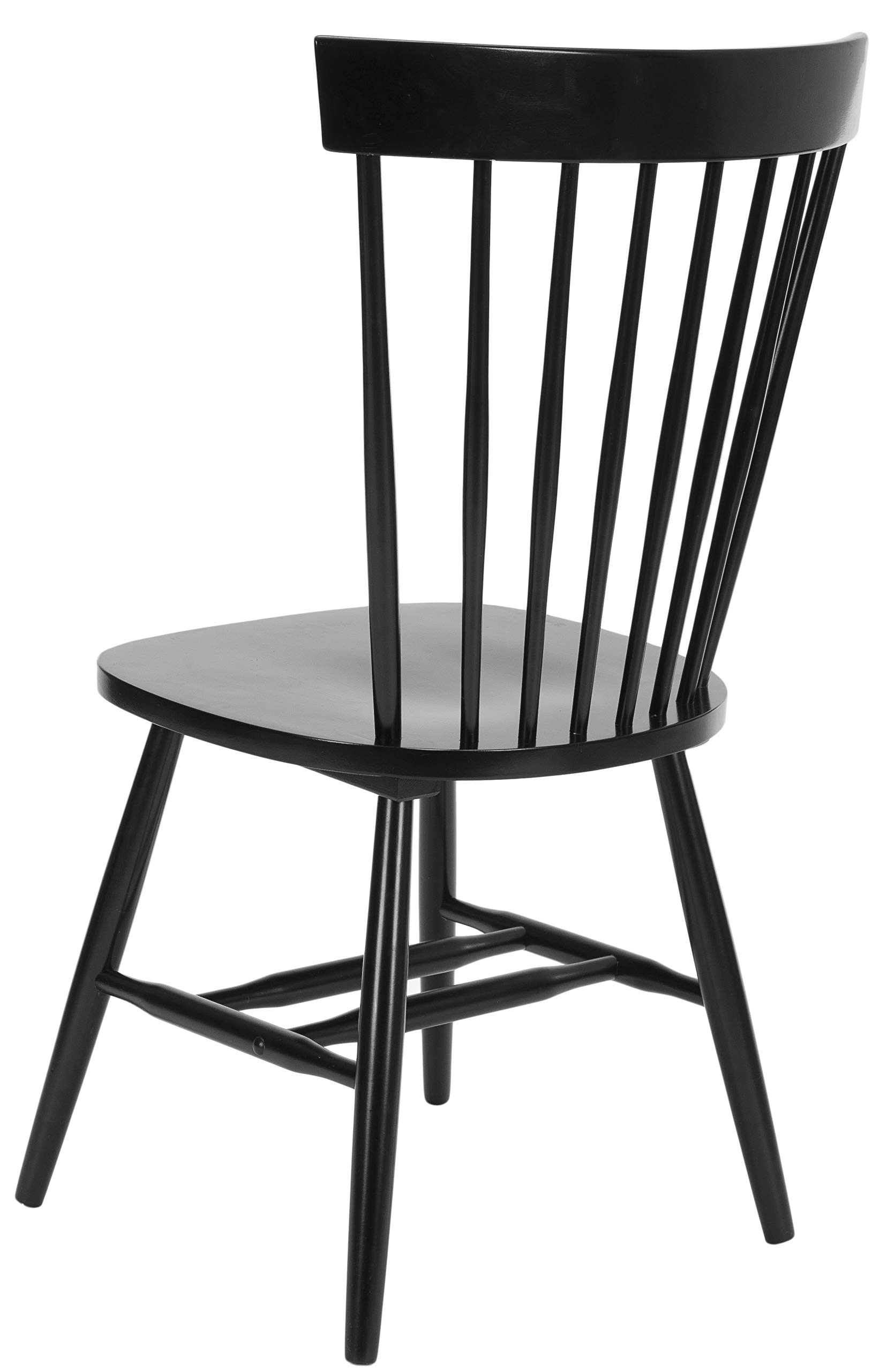 SAFAVIEH Parker Spindle Windsor Set of 2 Black Dining Chairs - 17 Inch Seat Height - Elegant Kitchen & Dining Room Furniture for Home Decor