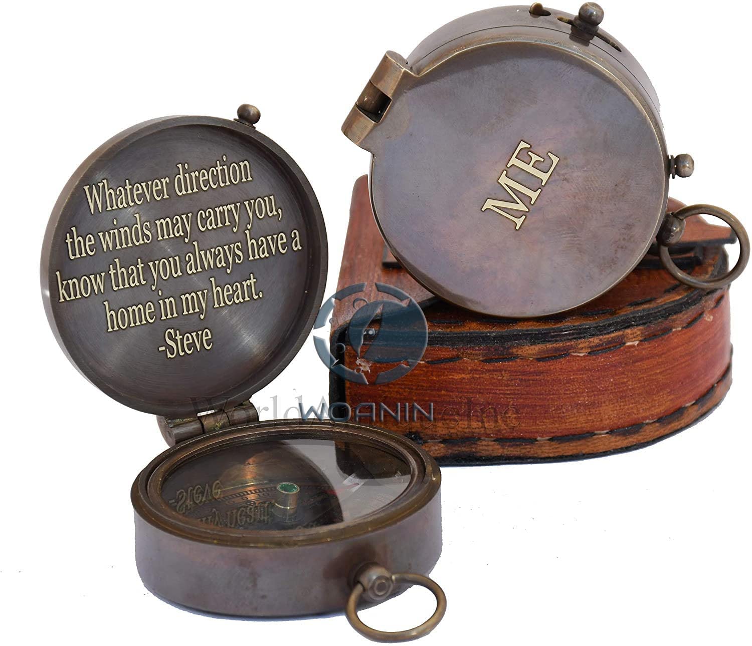 Custom Engraved Thoreau 'Go Confidently' Compass with Leather Case - Premium Camping & Boating Navigation Tool - Unique Graduation Gift for Outdoor Enthusiasts (Perfect for Hiking, Sailing & Adventure Travel)