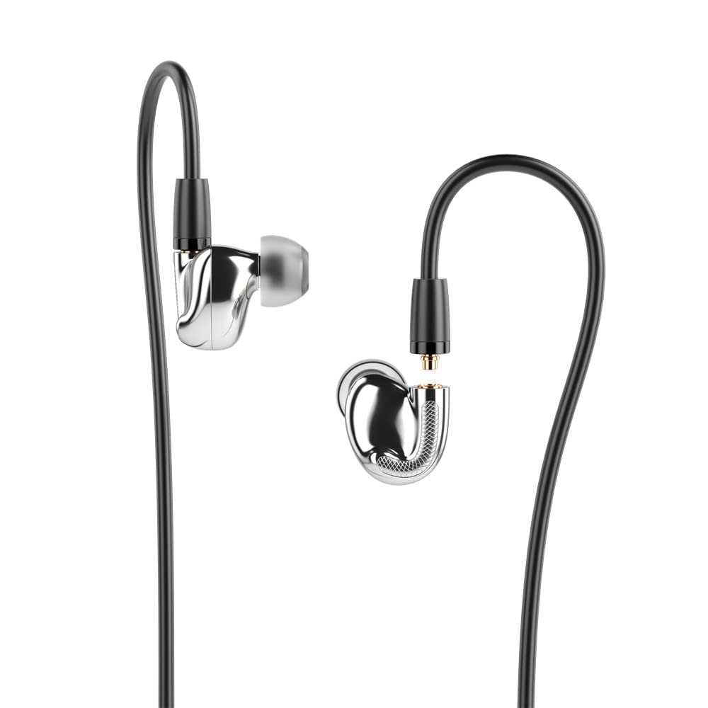 **Aune Jasper-T HiFi In-Ear Monitors (IEMs) - Premium MMCX Earphones with Pure-Fidelity Sound (Silver) | Perfect for Audiophiles, Studio Monitoring & Travel**