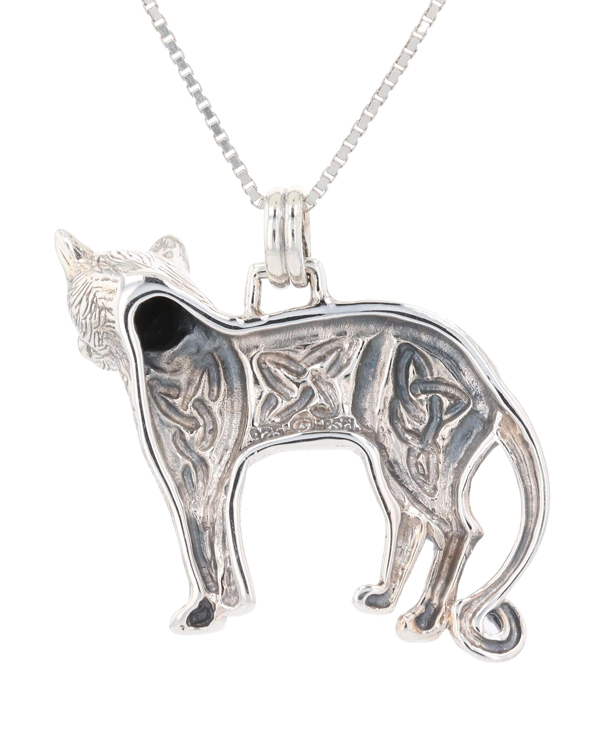 Sterling Silver Celtic Cat Pendant Necklace - 18 Inch Adjustable Chain, Elegant Feline Jewelry Gift for Women - Perfect for Birthday, Anniversary, Christmas and Everyday Wear