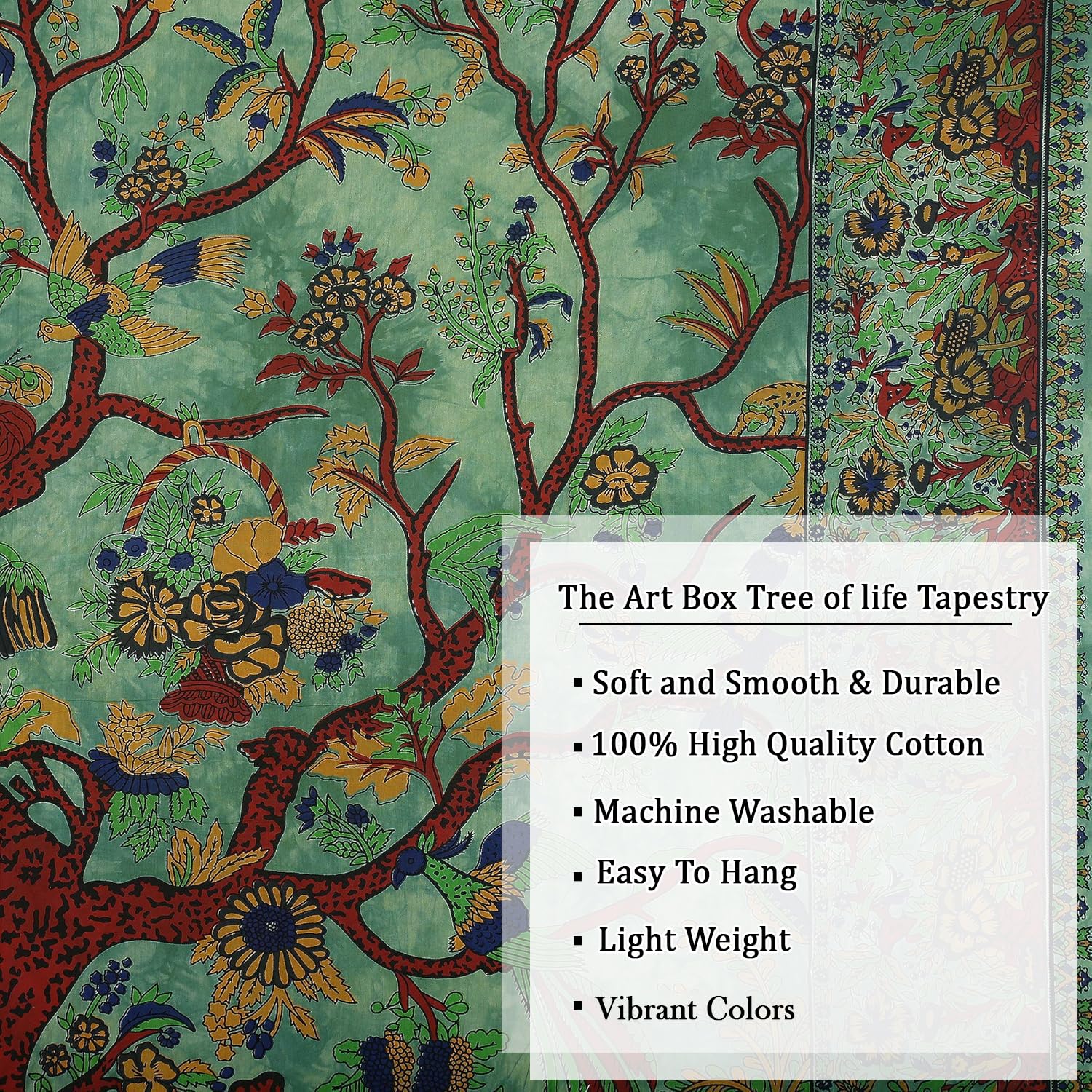 Green Tree of Life Tapestry - Psychedelic Wall Hanging for Bedroom & Picnic Decor