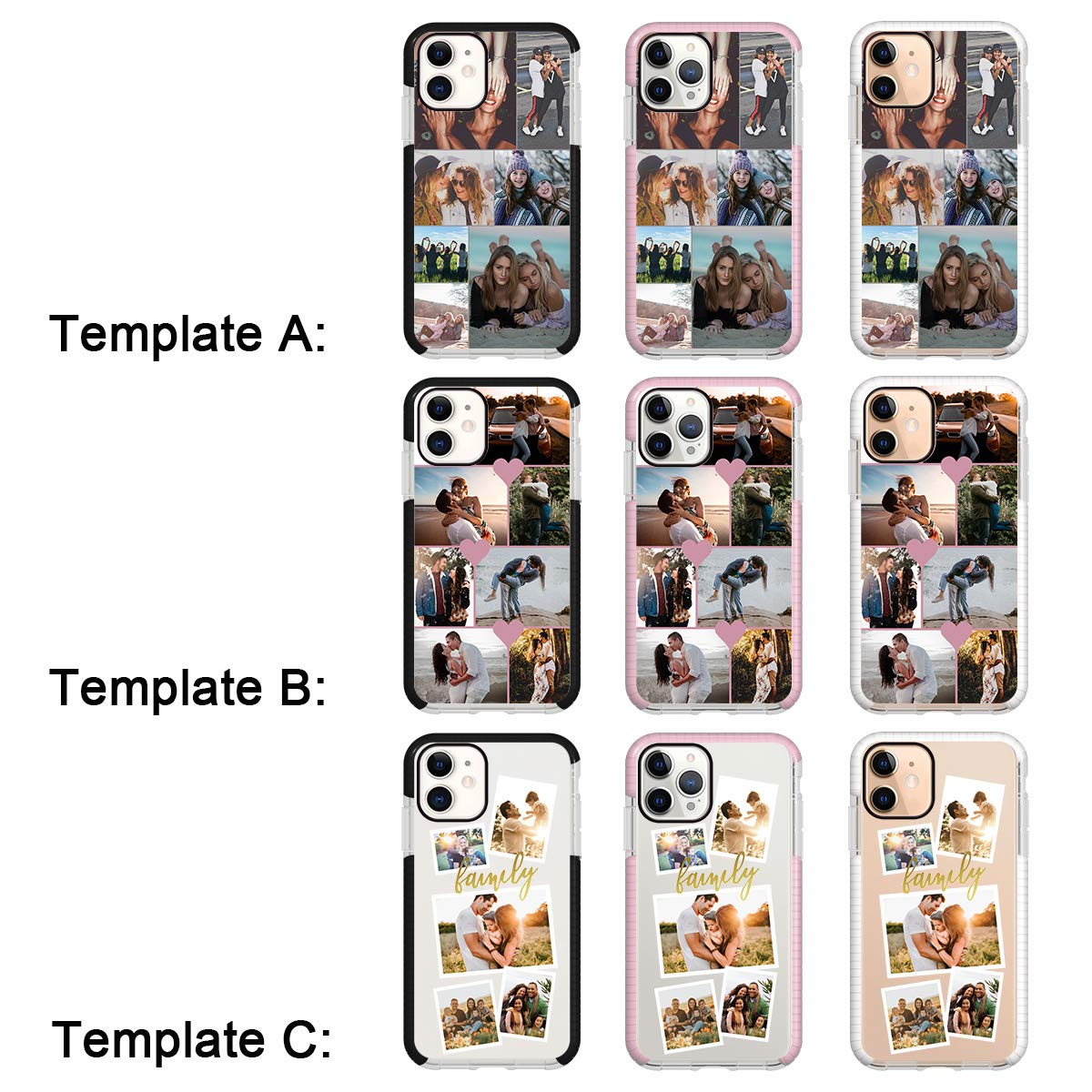 Custom iPhone 12 Mini Phone Case - Personalized Photo Collage Cover with Multi-Picture Design, Durable Black Impact Protective Case for Birthday, Christmas, Valentines Day Gifts for Her and Him - Perfect for Everyday Use, Travel Protection & Special Occasion Gifts