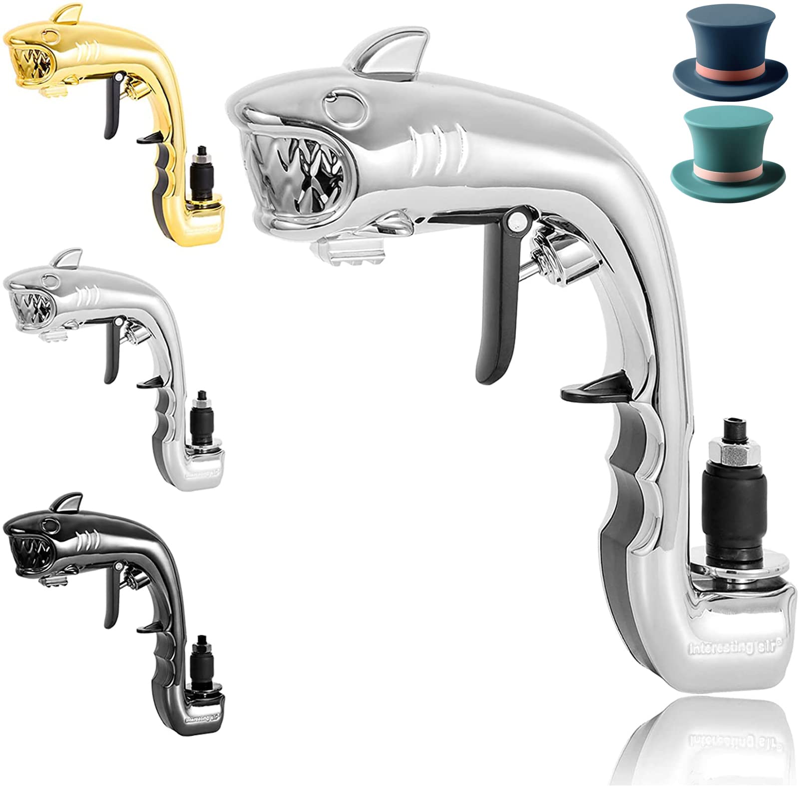 MIAOLLUN Adjustable Champagne & Beer Shooter Gun - Silver | Party Alcohol Squirt Bottle with Cork Stopper | Perfect for Bars, Clubs, Nightclubs & Celebrations | Fun Drinking Game Accessory for Weddings & Birthday Parties