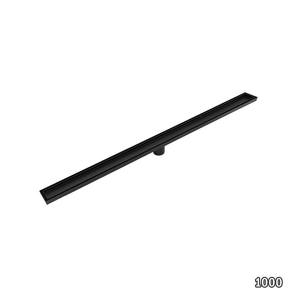 1000mm Black Tile Insert Shower Drain Grate with Center Outlet - Heavy Duty Bathroom Floor Waste Drain for Wet Room, Shower Enclosure & Tiled Floors