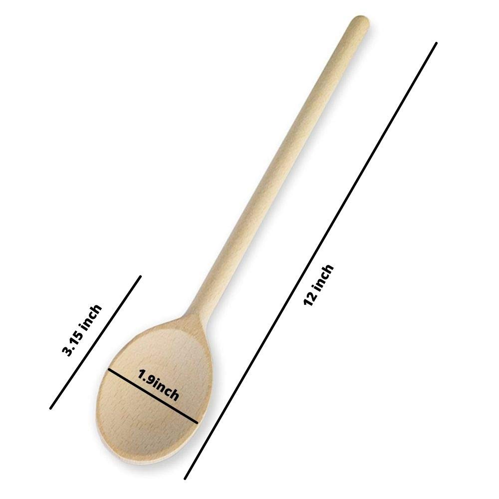 Premium 12 Inch Wooden Cooking Spoons Set of 24 - Long Handle Oval Wooden Utensils for Mixing, Stirring & Tasting - Natural Kitchen Tools for Baking, Cooking & DIY Crafts - Perfect for Home Chefs & Gift Giving