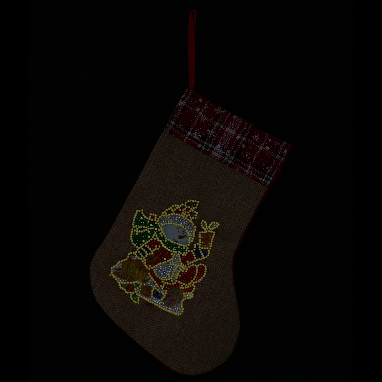 5D Diamond Painting Christmas Stockings - DIY Luminous Snowman & Gift Design, 12.2 Inch Holiday Decor for Fireplace, Xmas Party, Family Gathering | Perfect for Home Decoration, Gift Exchange & Festive Celebrations