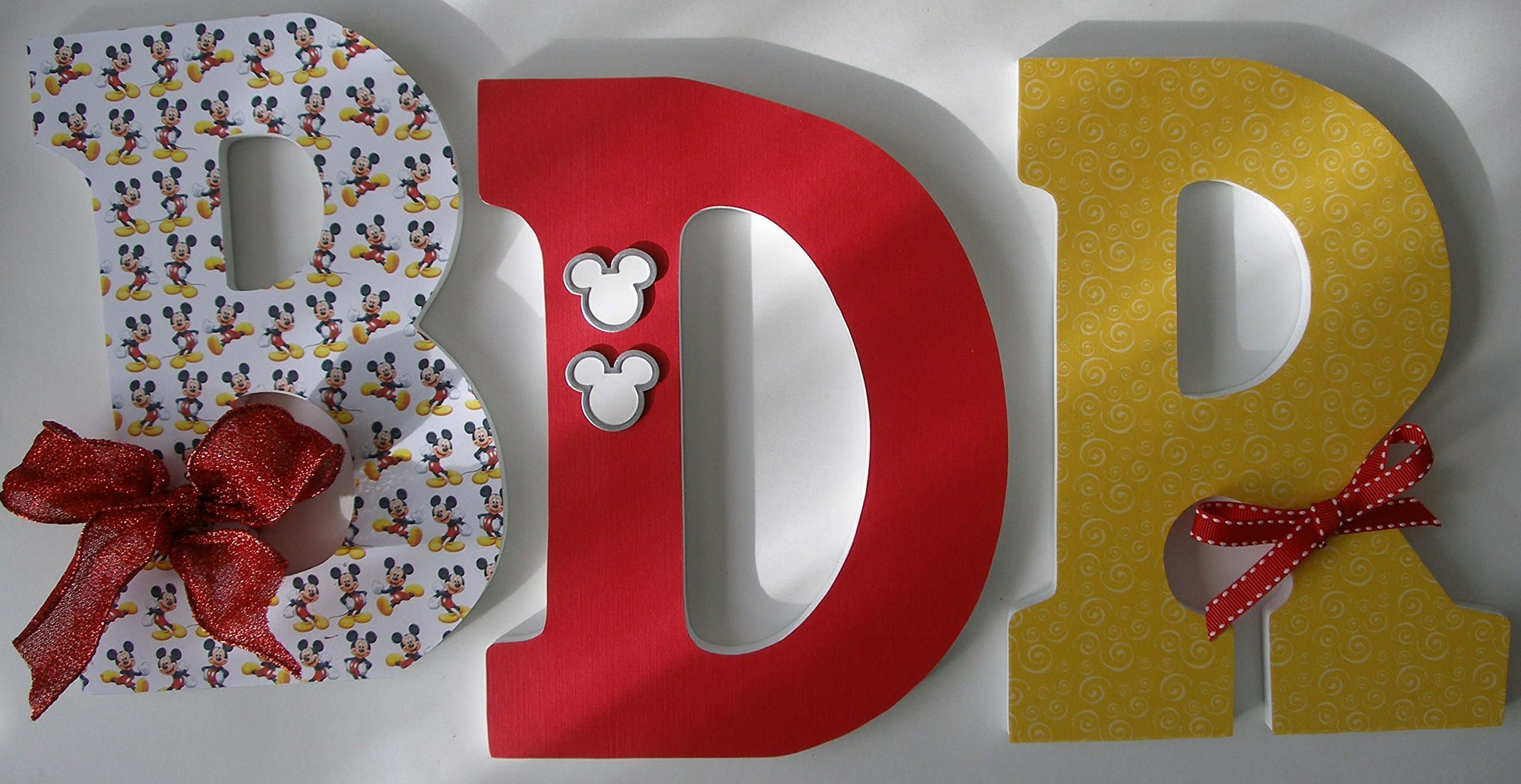 Disney Mickey Mouse Nursery Letters - Wooden Wall Decor for Baby Room, Kids Bedroom, Playroom & Nursery (Set of 6) - Perfect for Disney Themed Decorations, Baby Showers & Birthday Gifts