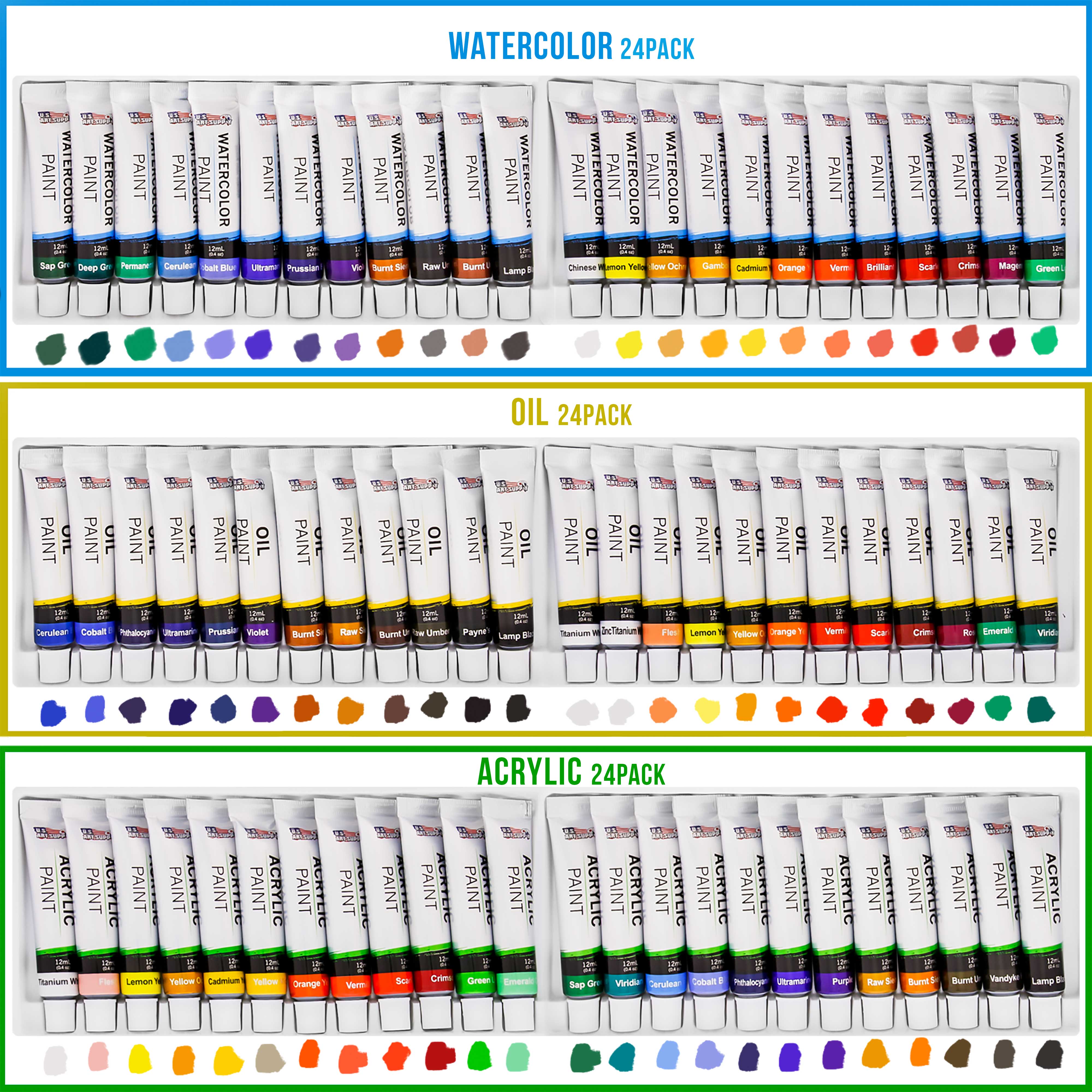 121-Piece Professional Artist Painting Set with Field Sketch Box Easel - 72 Premium Paint Colors (24 Acrylic, 24 Oil, 24 Watercolor) + 8 Canvases & 32 Brushes - Perfect for Outdoor Sketching, Studio Painting & Art Classes