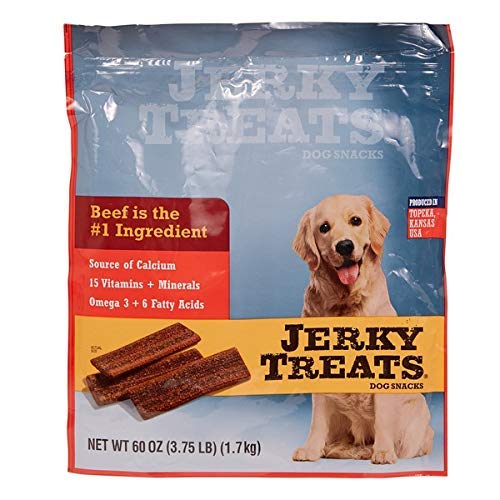 Premium Tender Beef Strips Jerky Treats for Dogs - 2 Bags (60 oz Each) | All-Natural USA-Made Dog Snacks | Perfect for Training, Rewards & On-the-Go Treats