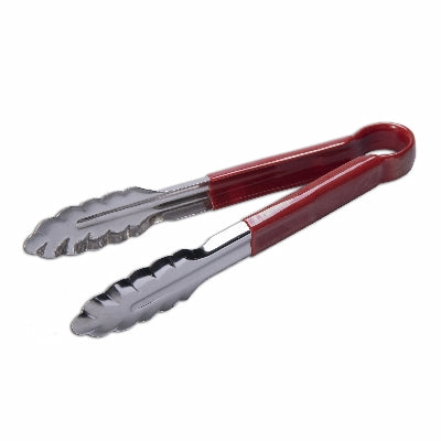 Premium 9-Inch Red Coated Utility Tongs for Cooking, Grilling & Serving - Non-Slip Heat Resistant Kitchen Tongs - Perfect for BBQ, Salad, Pasta & Hot Food Handling