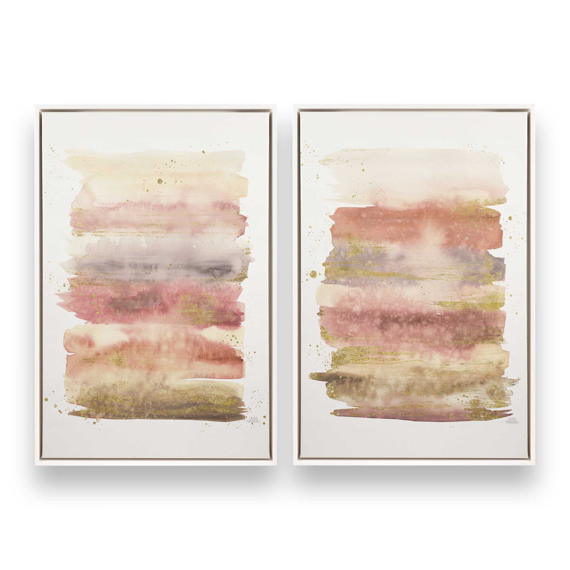 Golden Dawn Canvas Wall Art Set of 2 - Modern Home Decor for Living Room, Bedroom & Office | Framed Printed Paintings for Interior Design