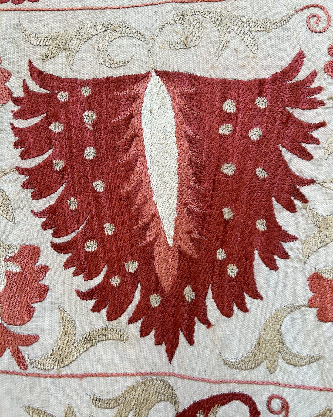 Handmade Suzani No. 224 Embroidered Cotton Throw Pillow Cover - Bohemian Home Decor for Living Room, Bedroom & Sofa