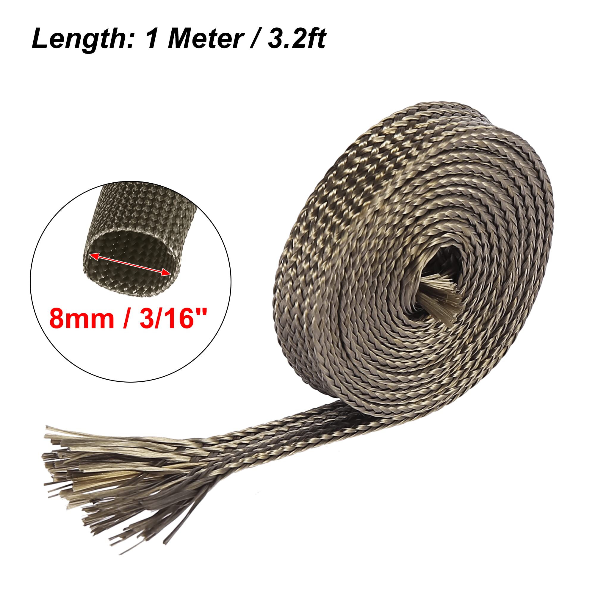 X AUTOHAUX 3.2ft Fiberglass Heat Shield Sleeve - 8mm (3/16