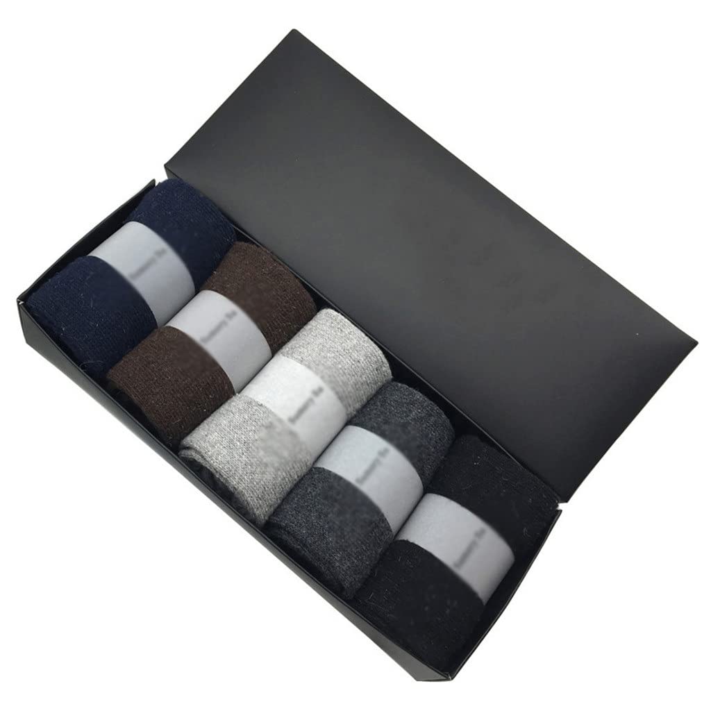 Premium 5-Pack Wool Cashmere Socks for Men & Women - Ultra Warm Winter Socks with Breathable Comfort in Solid Colors (One Size Fits Most) - Perfect for Cold Weather, Outdoor Activities & Cozy Home Wear