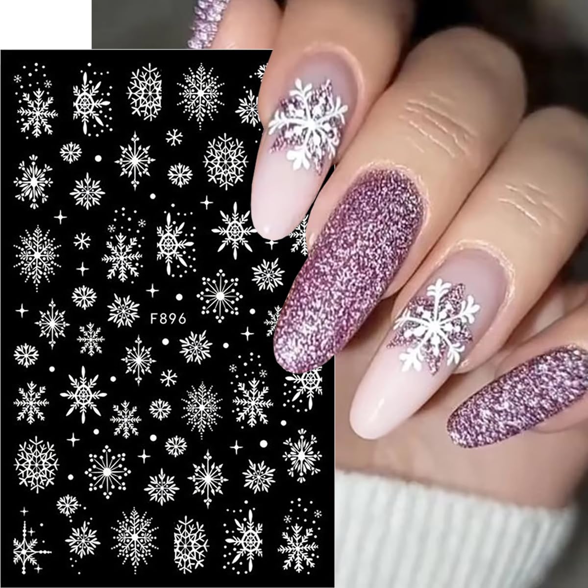 Christmas Nail Art Stickers - Winter Snowflake Nail Decals Kit with Shining Silver Design for Holiday Manicure (8 Sheets) | Perfect for Christmas Parties, New Year Celebrations & Festive Nail Decorations