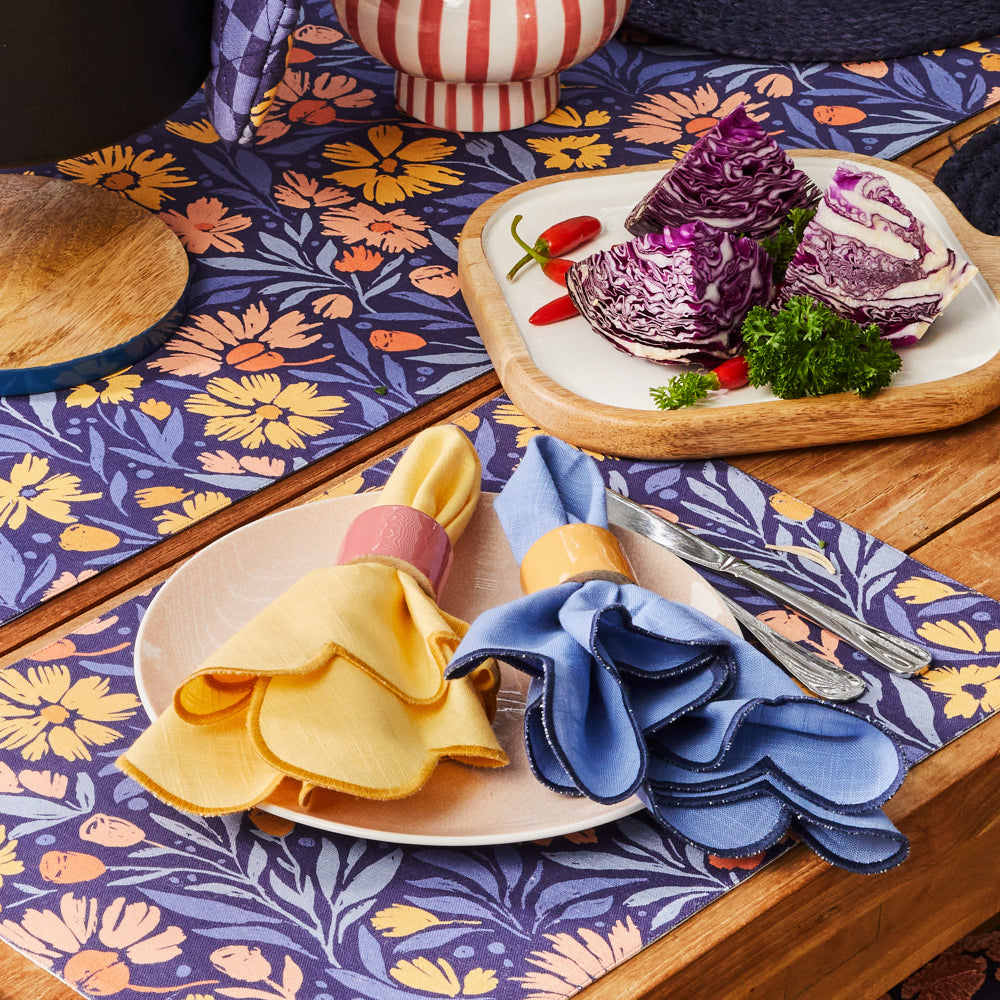 Premium Sally Napkin Set of 4 - 45x45cm Dusty Blue Cotton Table Napkins for Elegant Dining, Parties & Home Decor