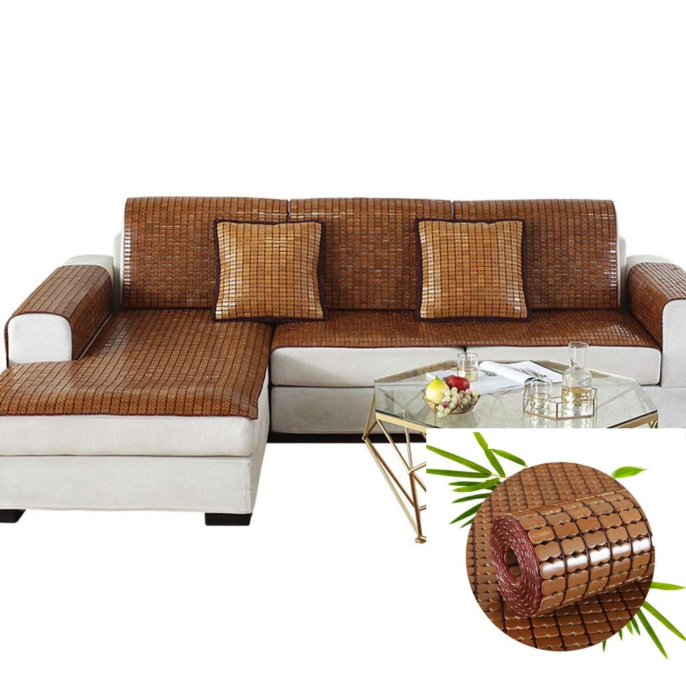 LJIANW Bamboo Summer Sleeping Mat & Non-Slip Sofa Cushion Cover - Breathable, Smooth, Easy to Clean - Custom Size 70x140cm (Brown) - Perfect for Patio, RV, Camping & Home Decor
