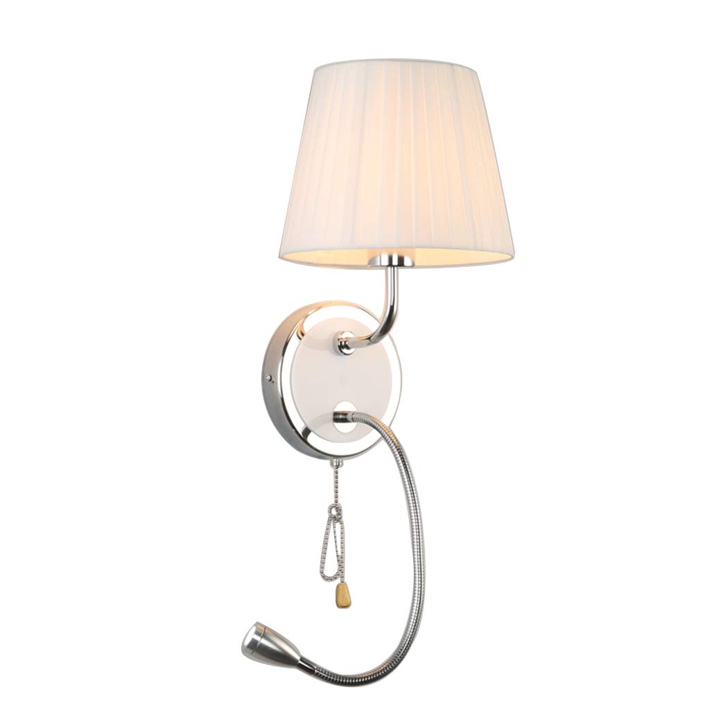 Red LED Wall Lamp with Pull Chain Switch - Dimmable Reading Light for Bedroom, Bedside, Living Room & Study - Perfect for Nighttime Reading and Cozy Ambiance