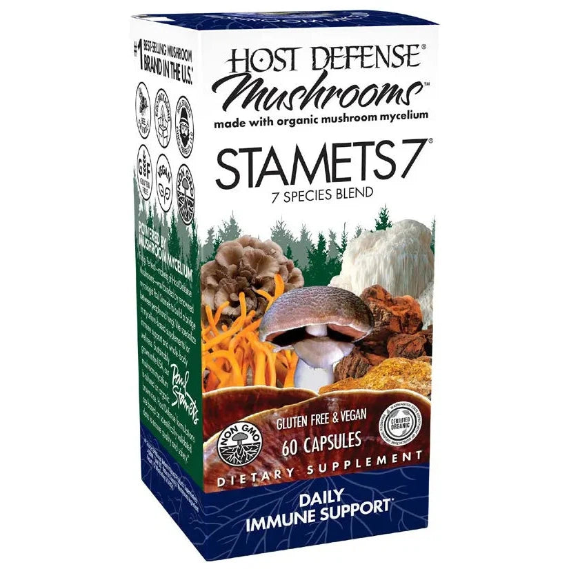 Host Defense Stamets 7® Mushroom Supplement - Immune Support & Cognitive Boost - Organic Mushroom Complex for Wellness & Vitality - Perfect for Daily Health Routine & Stress Relief