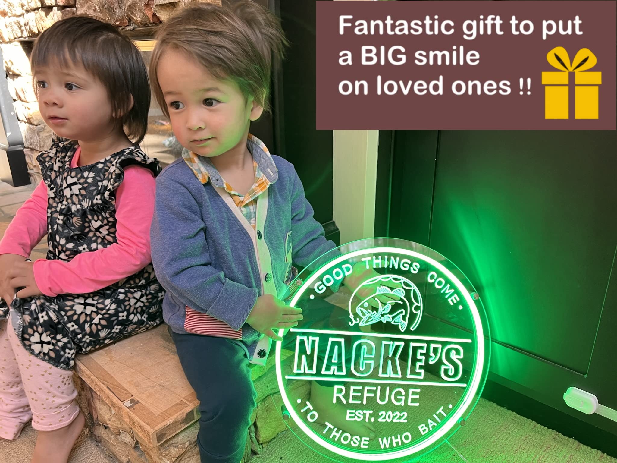 Custom LED Neon Bar Signs - Personalized Man Cave Gift for Basement & Wet Bar Wall Decor - Home Party Neon Light Up Signs for Men, Husband, Dad (Fishing Theme) - Perfect for Game Rooms, Bars & Birthday Gifts